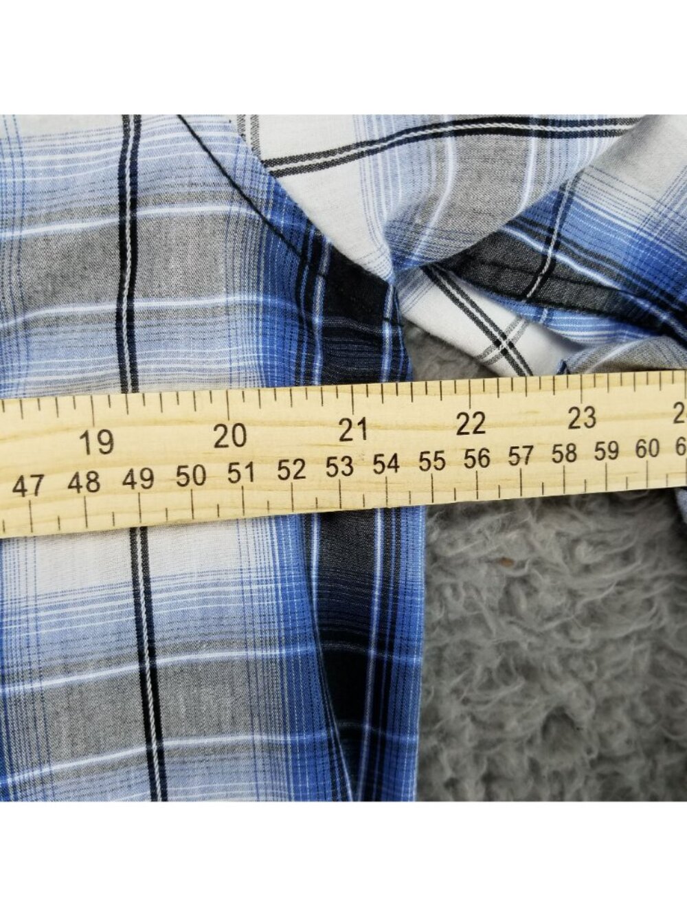 Reruns Shirt Mens Large Blue Plaid Button Up Long Sleeve - Picture 7 of 11